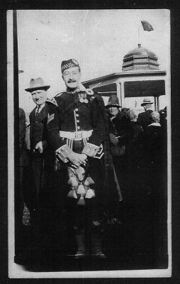Charles Young in army uniform
Charles Young in full dress bandsman uniform of the Argyll and Sutherland Highlanders. This photo was probably taken in the 1920s in Southsea, Hampshire.  England. 
Keywords: Charles Young